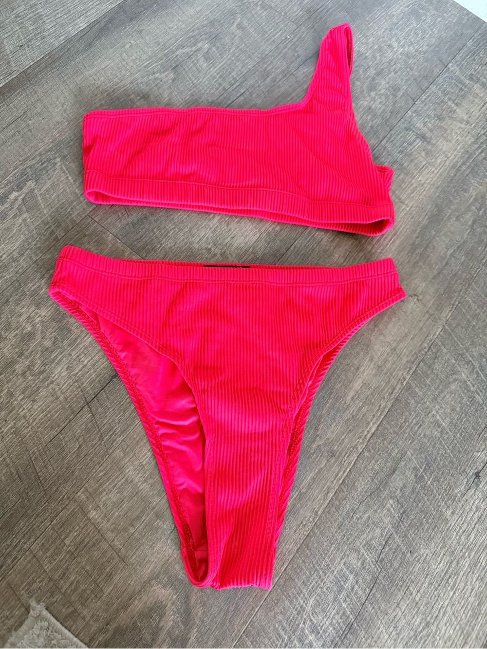 Nasty Gal Vibrant Coral-Red Swim Top